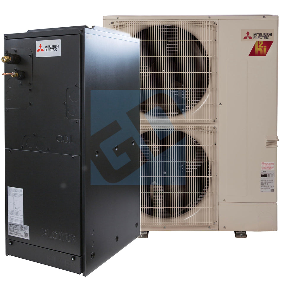Mitsubishi KP 36,000 BTU 16 SEER Hyper-Heat Multi-Position Air Handler Heat Pump System